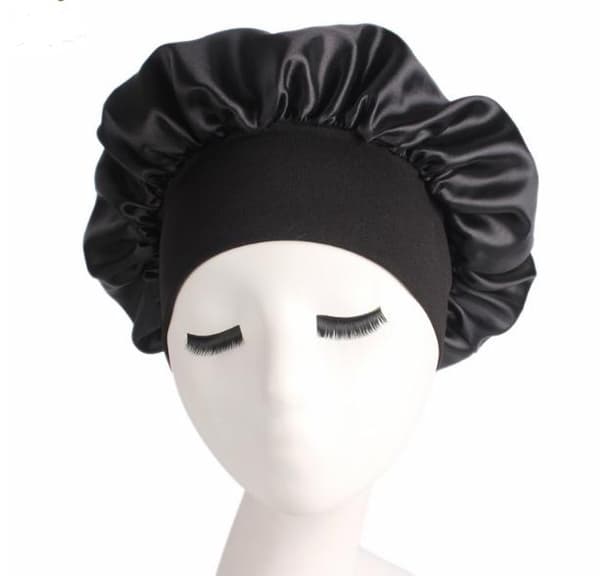 Sovehette - Satenghette - Sovehette Black one size